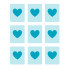 A simple picture shows hearts in squares